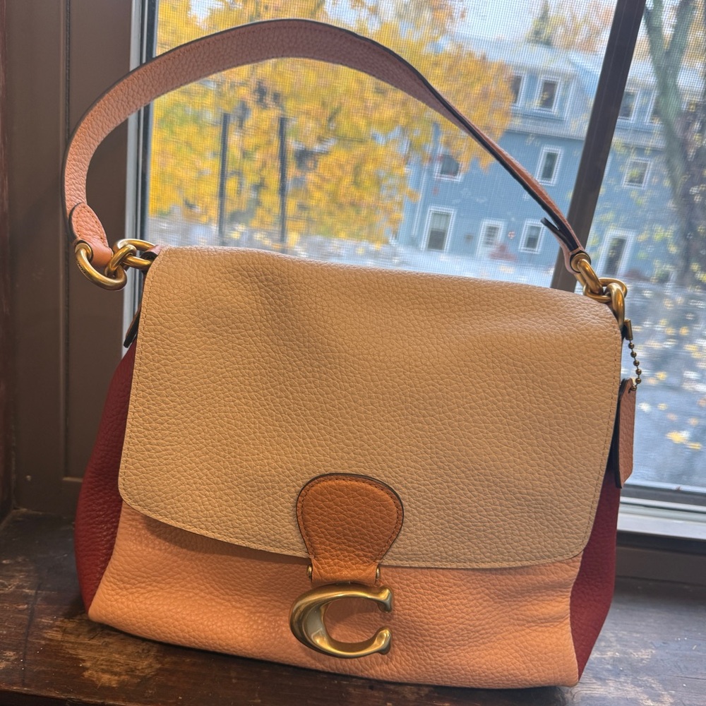 Coach May shoulder bag in blush ivory colorblock